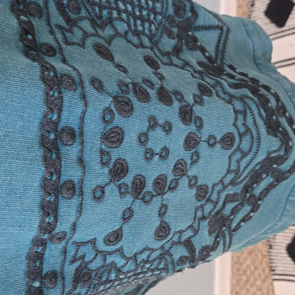 Daily Practice Anthropologie Blaine Embroidered Hoodie Mini Dress Green MEDIUM - Picture 5 of 14